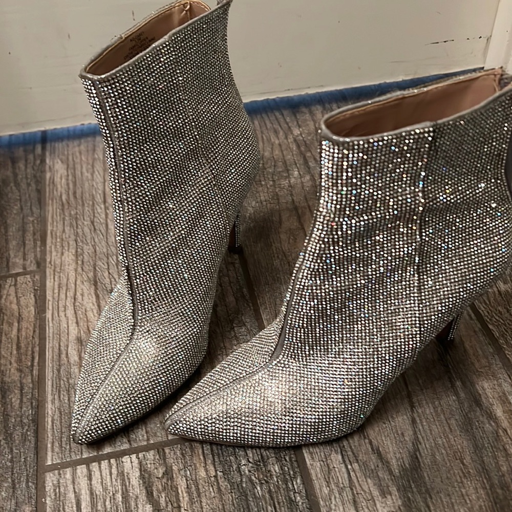 Aqua rhinestone bootie 5.5